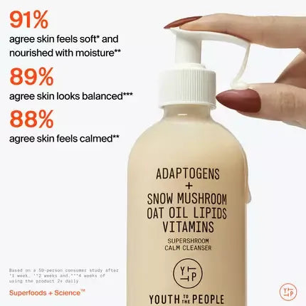 Adaptogens + Snow Mushroom + Oat Oil Lipids + Vitamins Supershroom Calm Cleanser